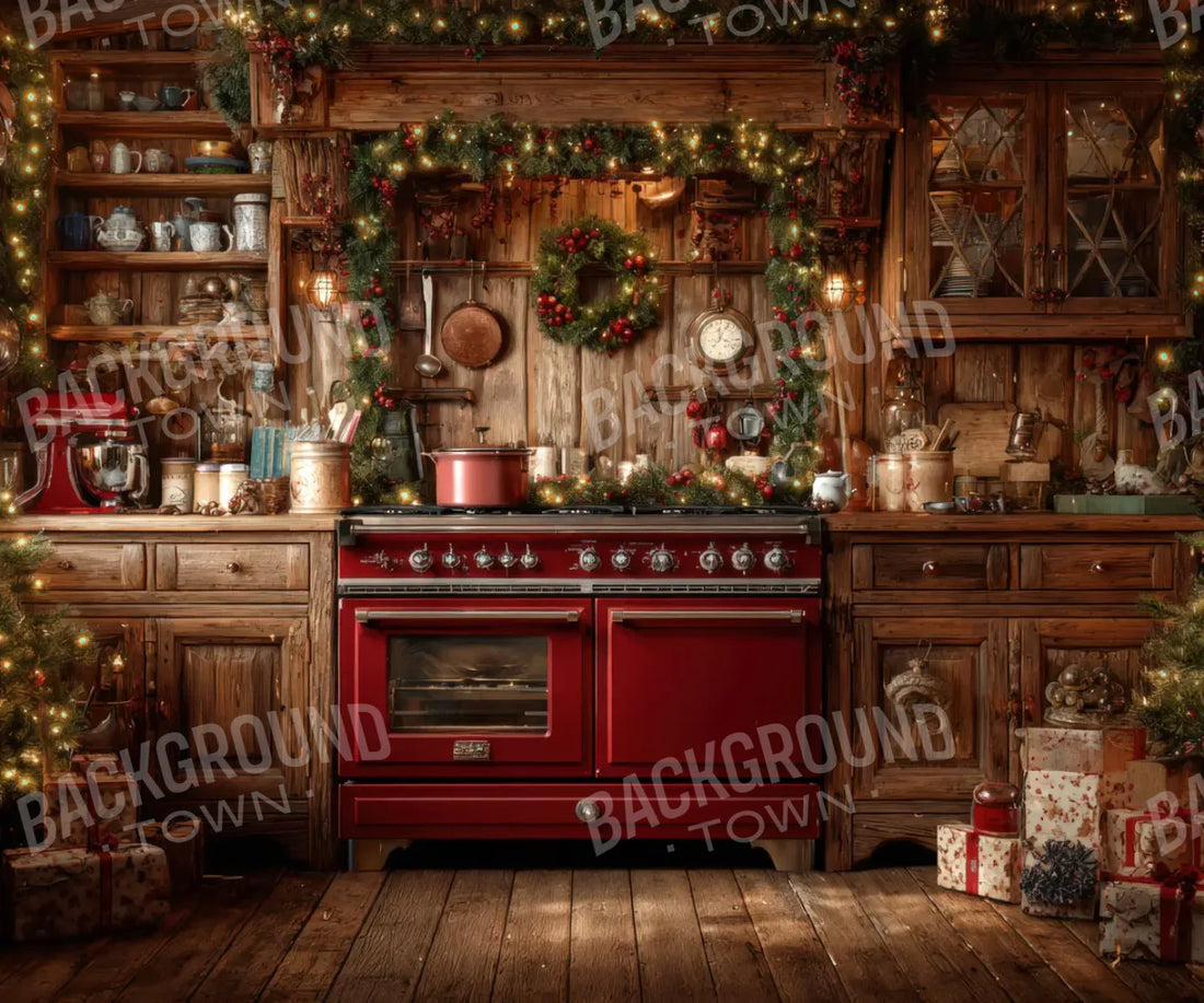 Christmas Kitchen 5’x4’2 Fleece (60 x 50 inch) Backdrop