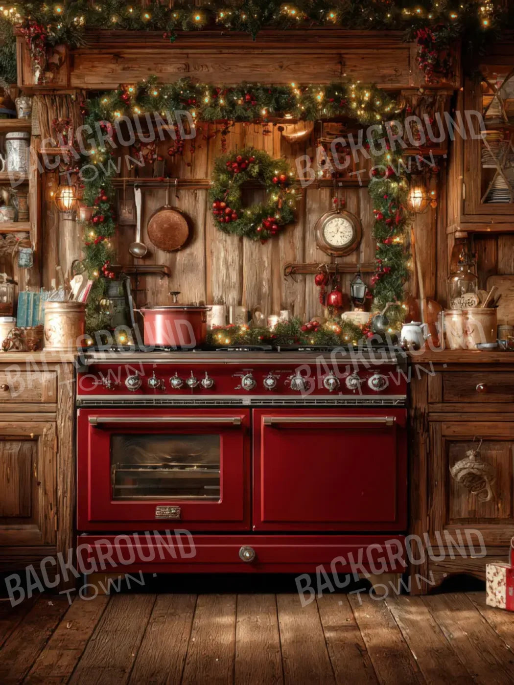 Christmas Kitchen 6’x8’ Fleece (72 x 96 inch) Backdrop