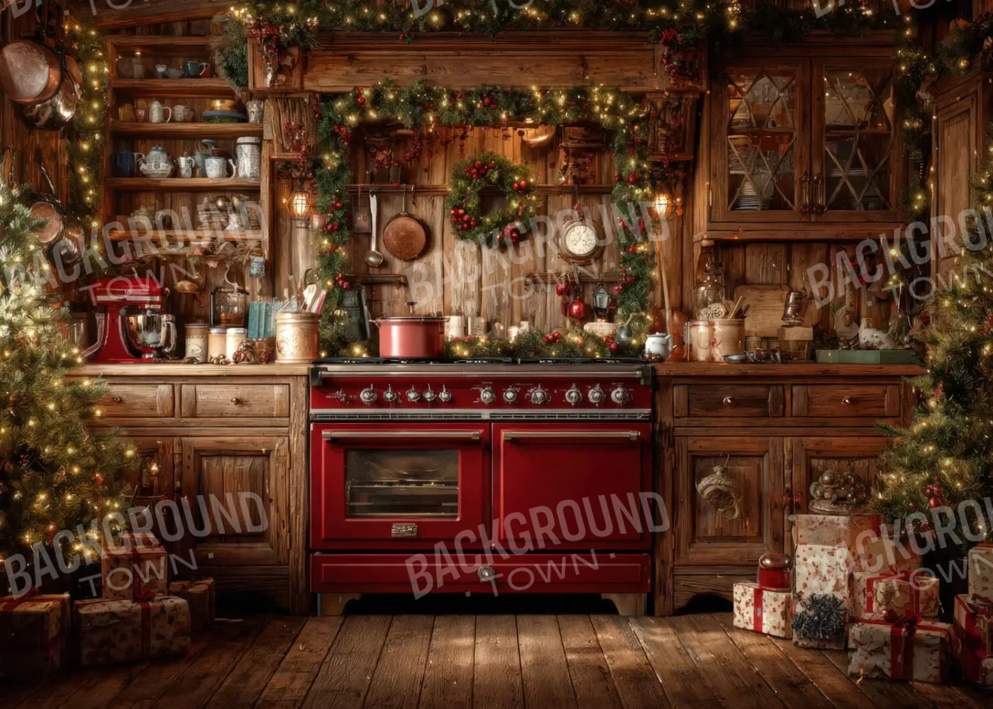 Christmas Kitchen 7’x5’ UltraCloth (84 x 60 inch) Backdrop