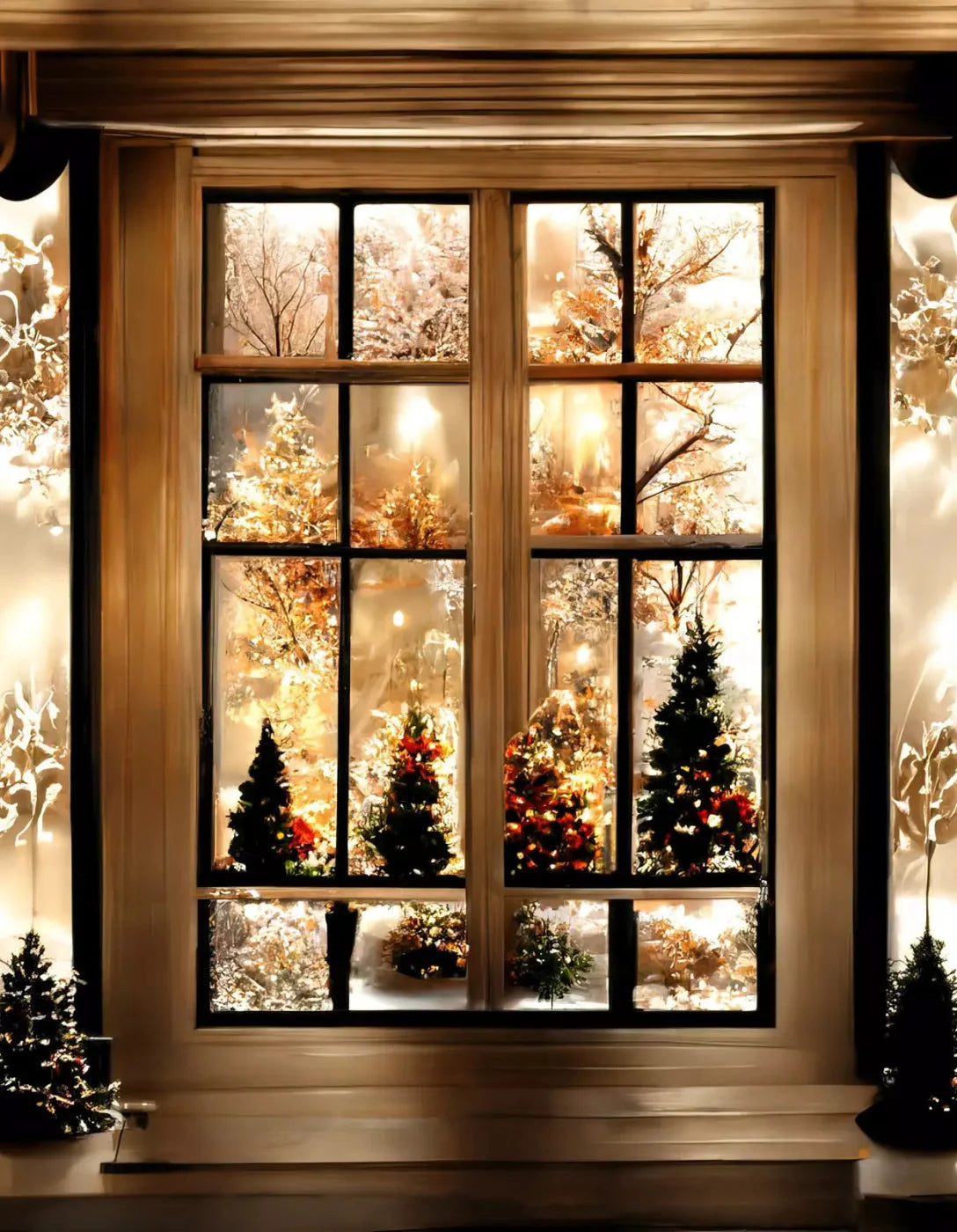 Christmas Lights 6X8 Fleece ( 72 X 96 Inch ) Backdrop