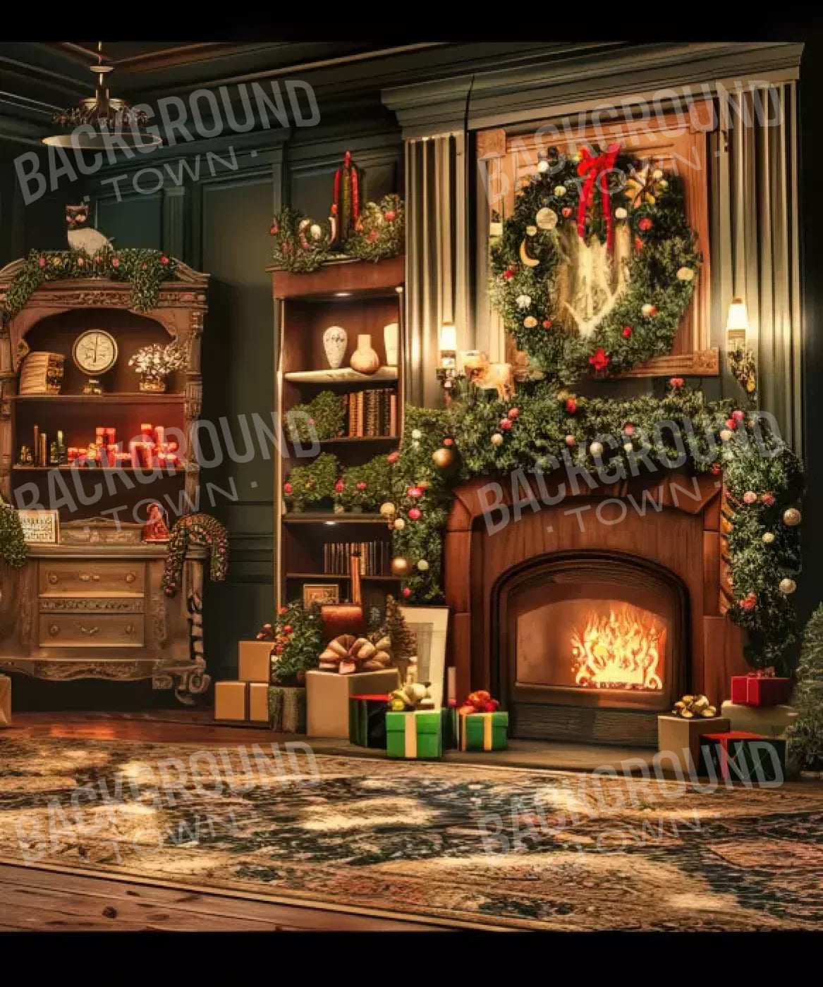 Brown , Red , Green Backdrop for Photography