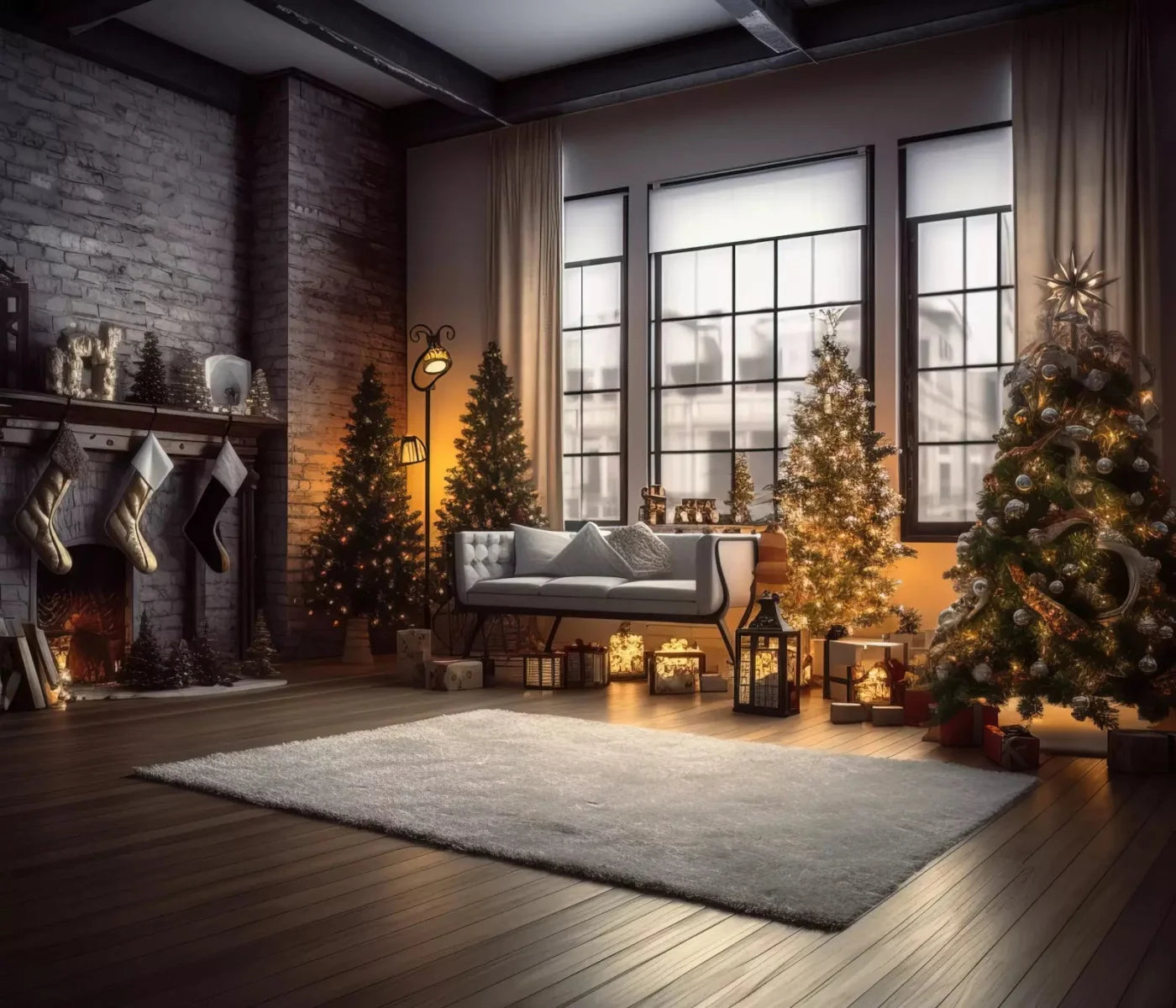 Christmas Loft 12X10 Ultracloth ( 144 X 120 Inch ) Backdrop