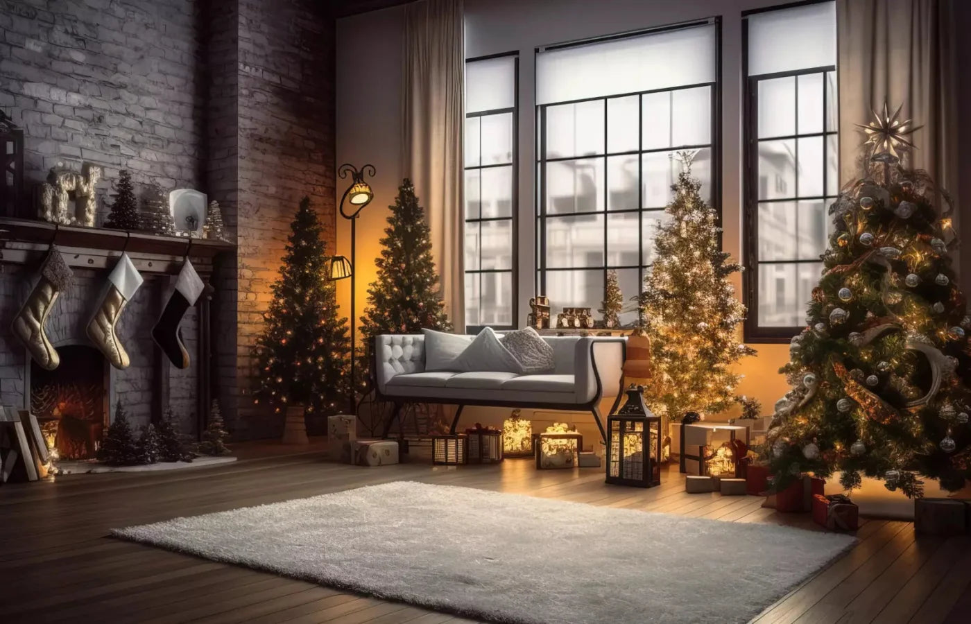 Christmas Loft 12X8 Ultracloth ( 144 X 96 Inch ) Backdrop