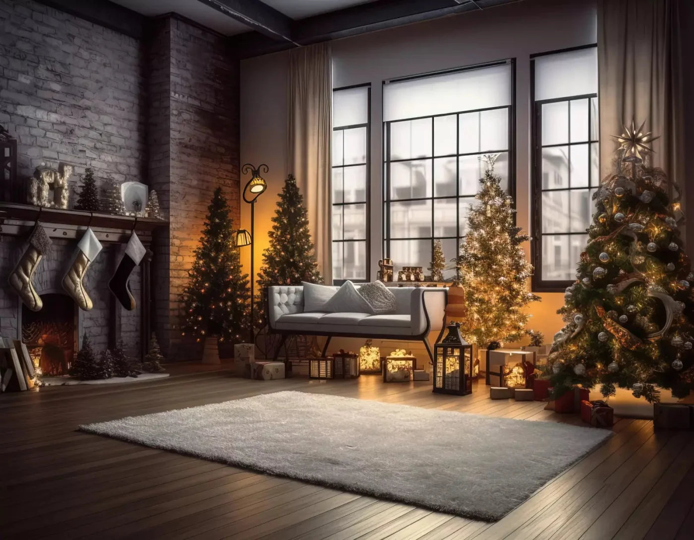 Christmas Loft 8X6 Fleece ( 96 X 72 Inch ) Backdrop
