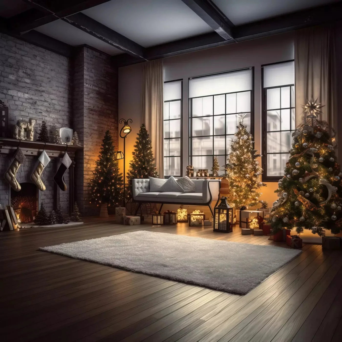 Christmas Loft 8X8 Fleece ( 96 X Inch ) Backdrop