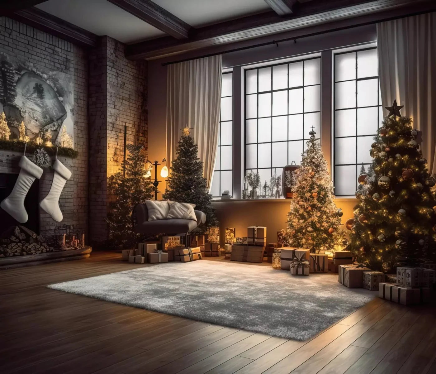 Christmas Loft 2 12X10 Ultracloth ( 144 X 120 Inch ) Backdrop