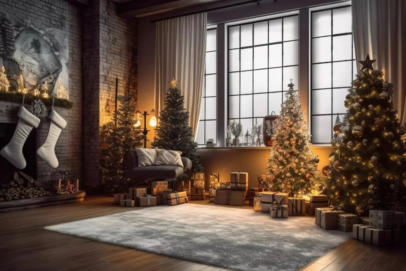 Christmas Loft 2 8X5 Ultracloth ( 96 X 60 Inch ) Backdrop
