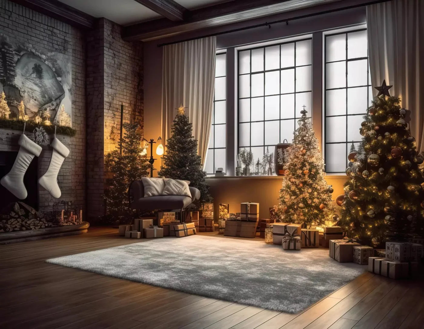 Christmas Loft 2 8X6 Fleece ( 96 X 72 Inch ) Backdrop