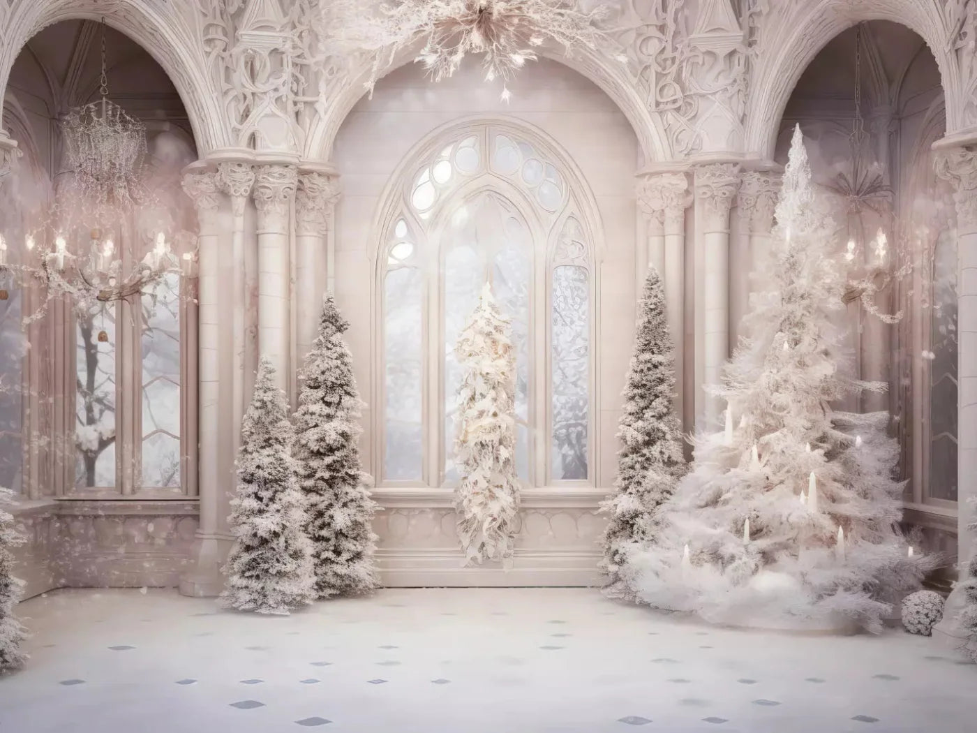 Christmas Magical Ballroom 7X5 Ultracloth ( 84 X 60 Inch ) Backdrop