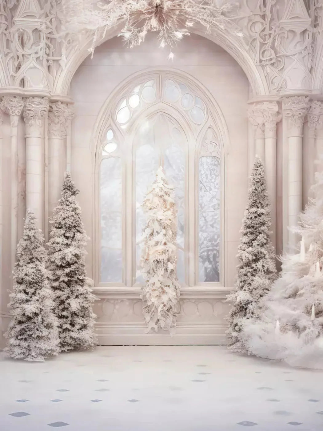 Christmas Magical Ballroom 8X10 Fleece ( 96 X 120 Inch ) Backdrop