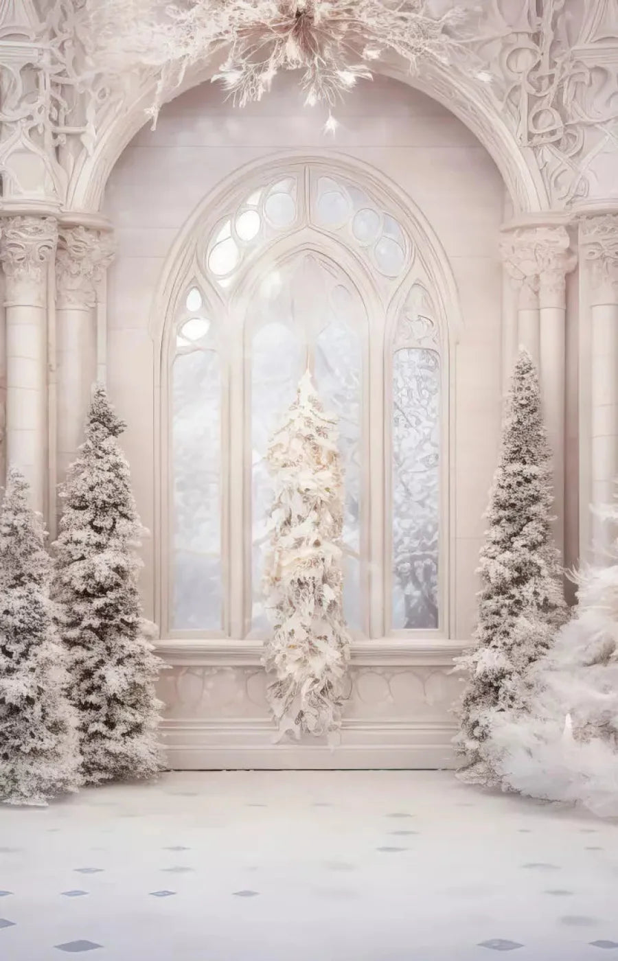 Christmas Magical Ballroom 8X12 Ultracloth ( 96 X 144 Inch ) Backdrop