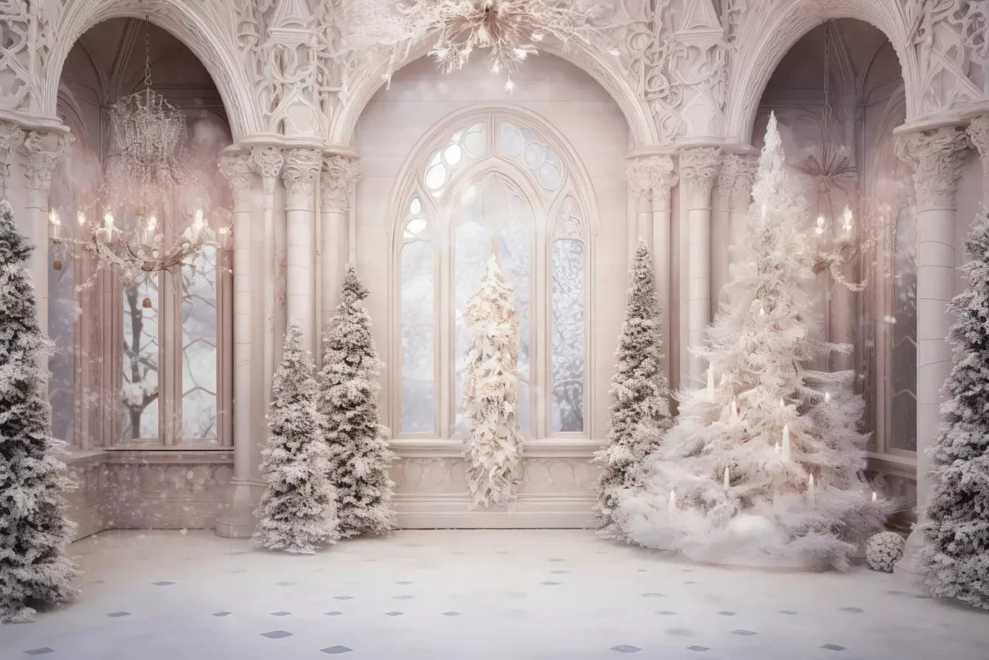 Christmas Magical Ballroom 8X5 Ultracloth ( 96 X 60 Inch ) Backdrop