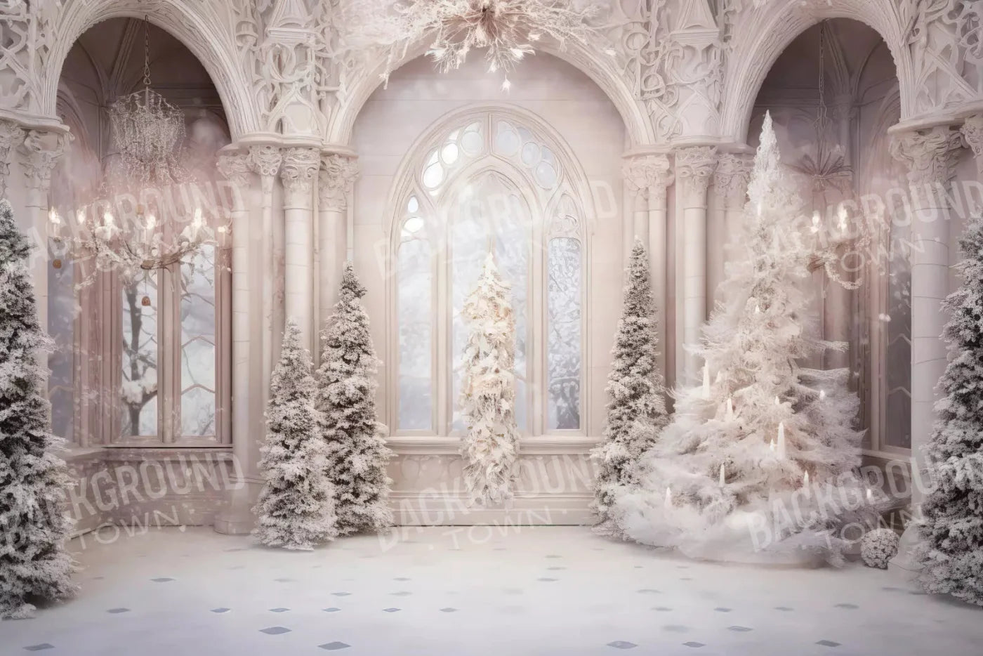 Christmas Magical Ballroom 8X5 Ultracloth ( 96 X 60 Inch ) Backdrop