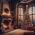 Christmas Castle with Fireplace Backdrop for Photography