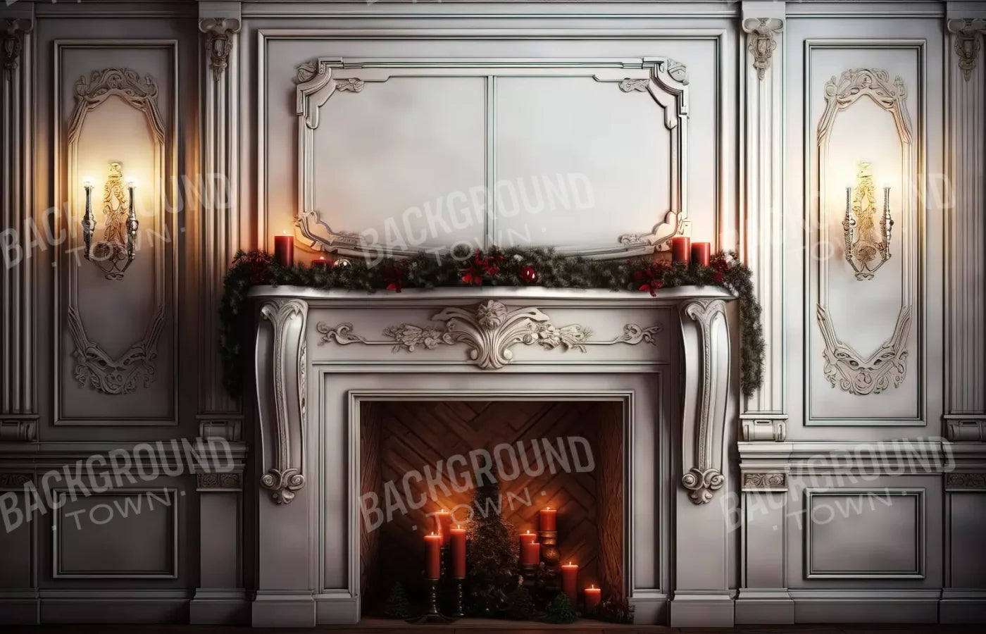 Christmas Mantle Ii 14’X9’ Ultracloth (168 X 108 Inch) Backdrop