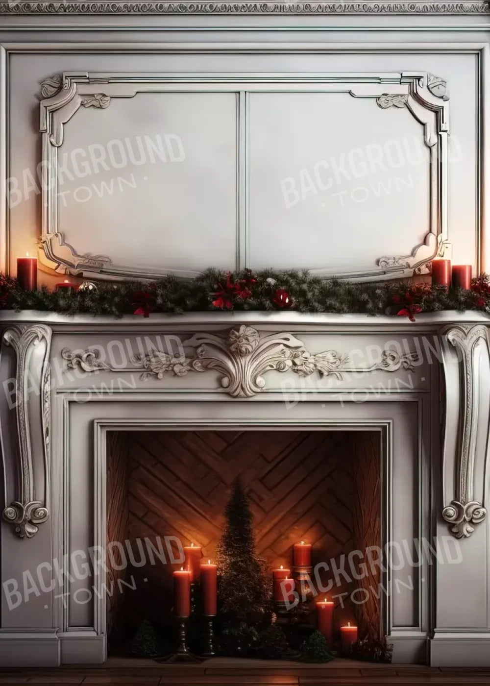 Christmas Mantle Ii 5’X7’ Ultracloth (60 X 84 Inch) Backdrop
