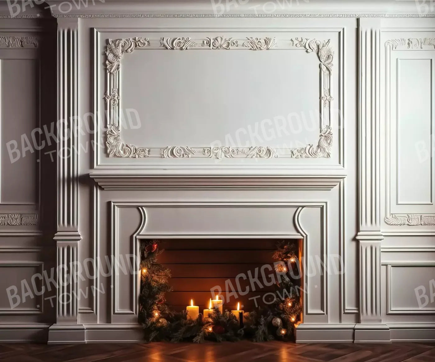 Christmas Mantle Iii 12’X10’ Ultracloth (144 X 120 Inch) Backdrop