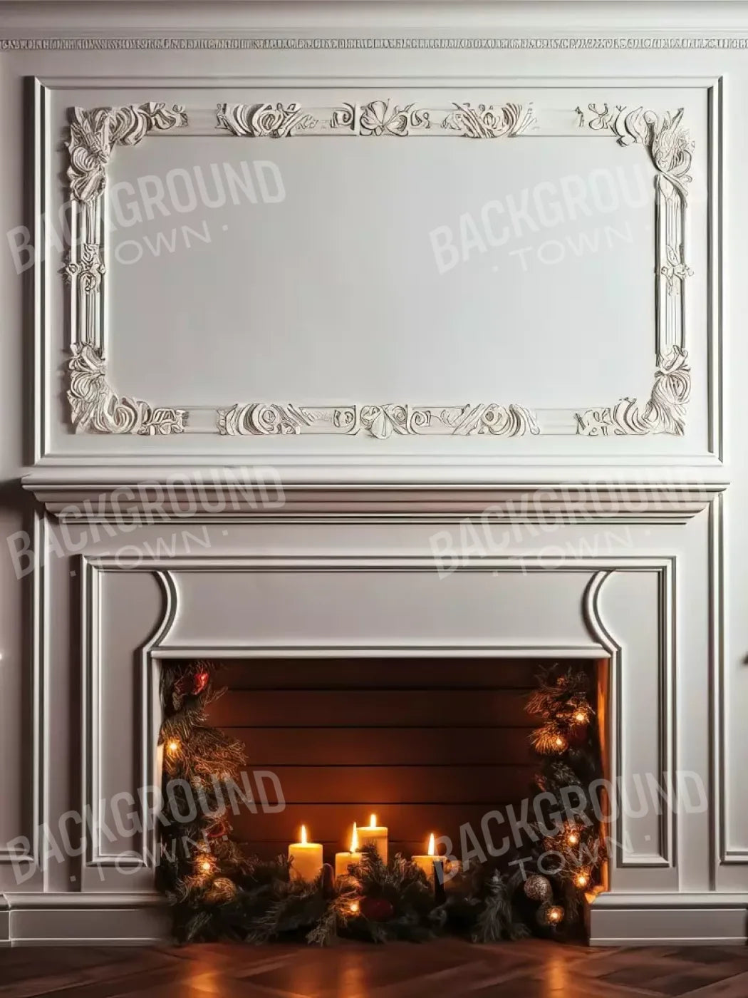 Christmas Mantle Iii 5’X6’8 Fleece (60 X 80 Inch) Backdrop