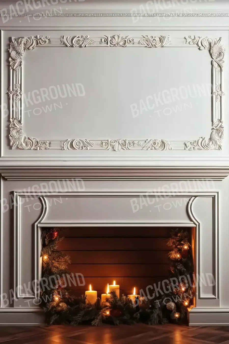 Christmas Mantle Iii 8’X12’ Ultracloth (96 X 144 Inch) Backdrop