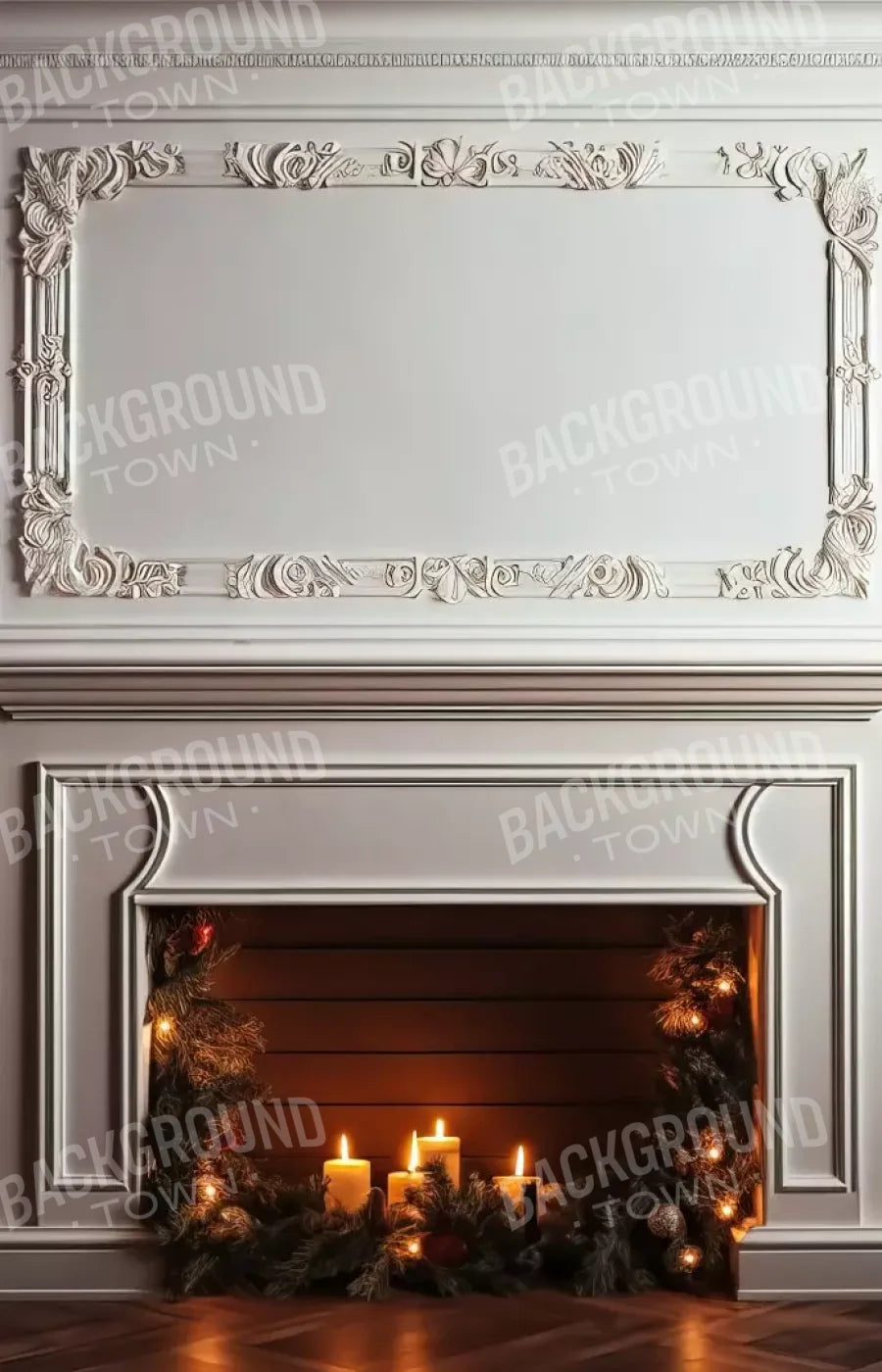 Christmas Mantle Iii 9’X14’ Ultracloth (108 X 168 Inch) Backdrop