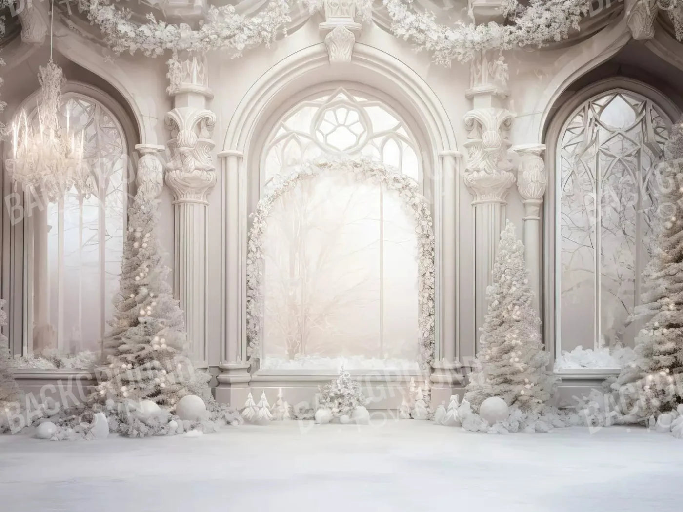 Christmas Mist Ballroom 10X8 Fleece ( 120 X 96 Inch ) Backdrop