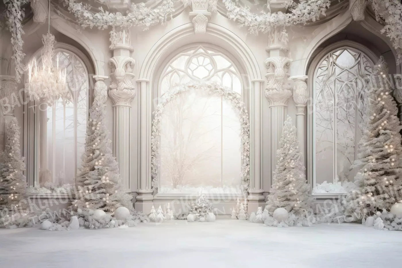 Christmas Mist Ballroom 8X5 Ultracloth ( 96 X 60 Inch ) Backdrop