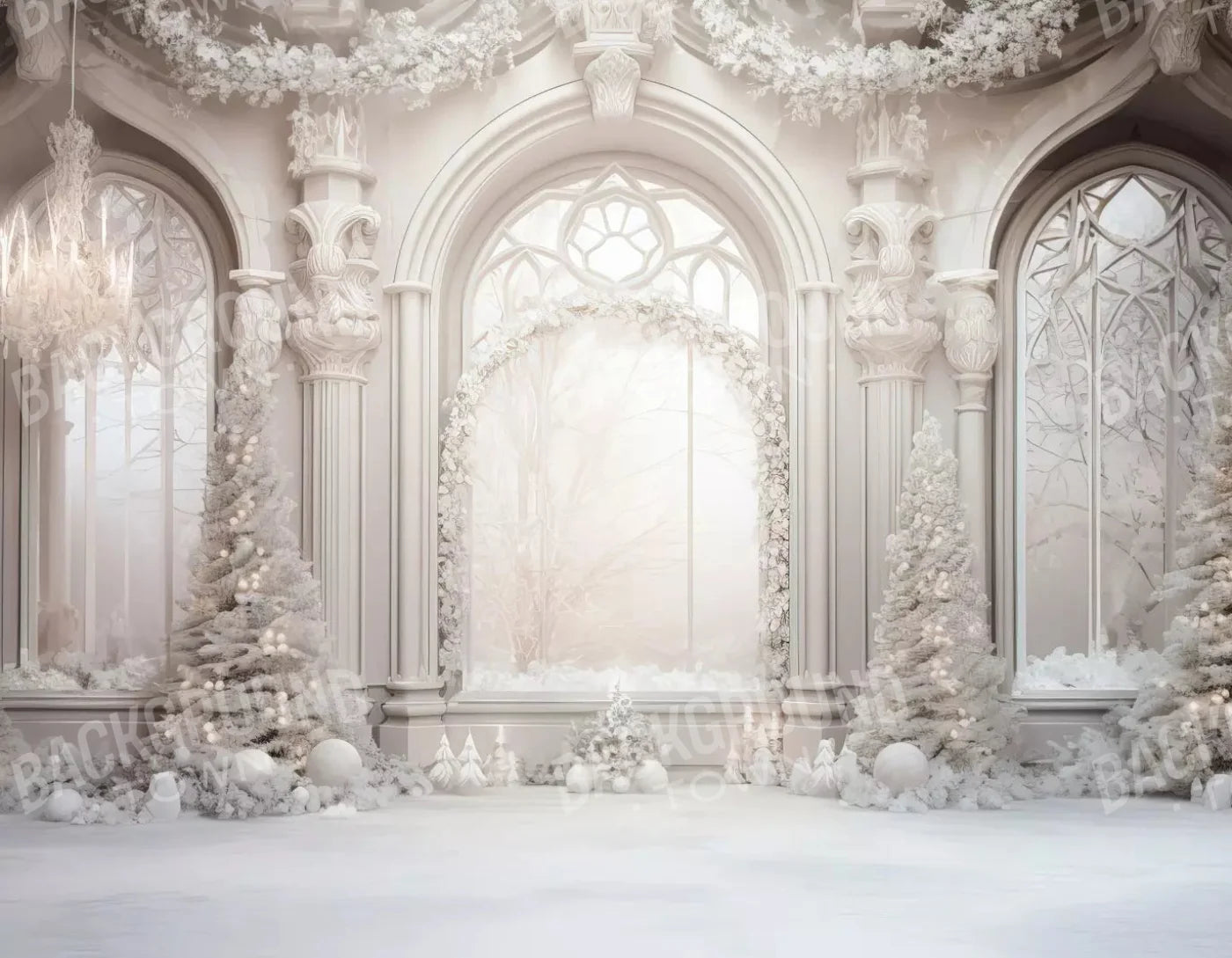 Christmas Mist Ballroom 8X6 Fleece ( 96 X 72 Inch ) Backdrop