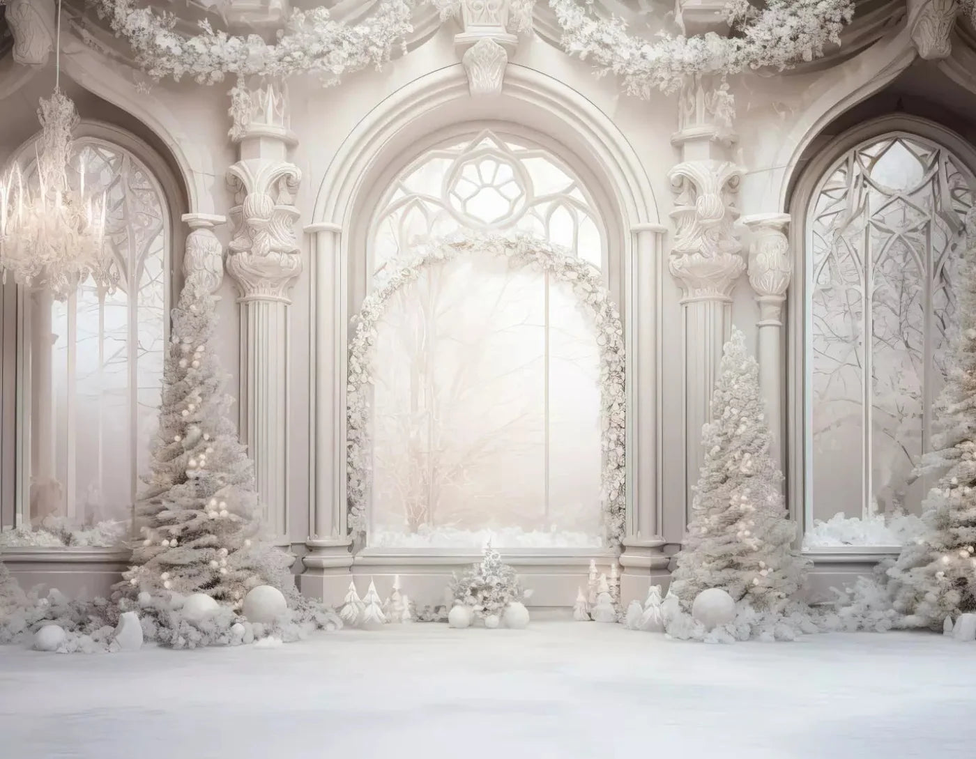 Christmas Mist Ballroom 8X6 Fleece ( 96 X 72 Inch ) Backdrop