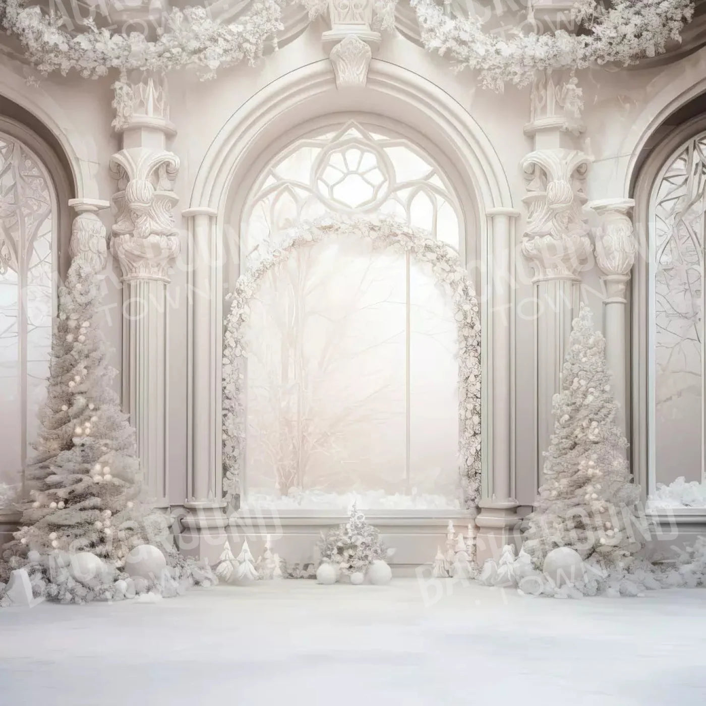 Christmas Mist Ballroom 8X8 Fleece ( 96 X Inch ) Backdrop