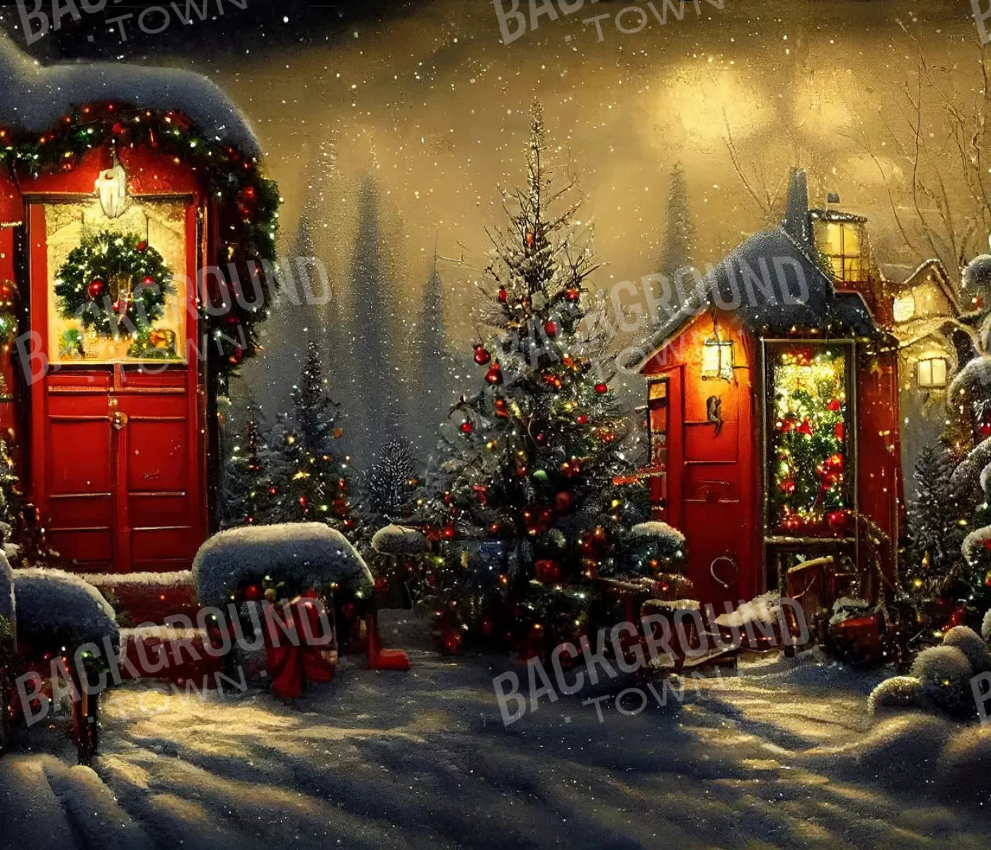 Christamas Night 12X10 Ultracloth ( 144 X 120 Inch ) Backdrop
