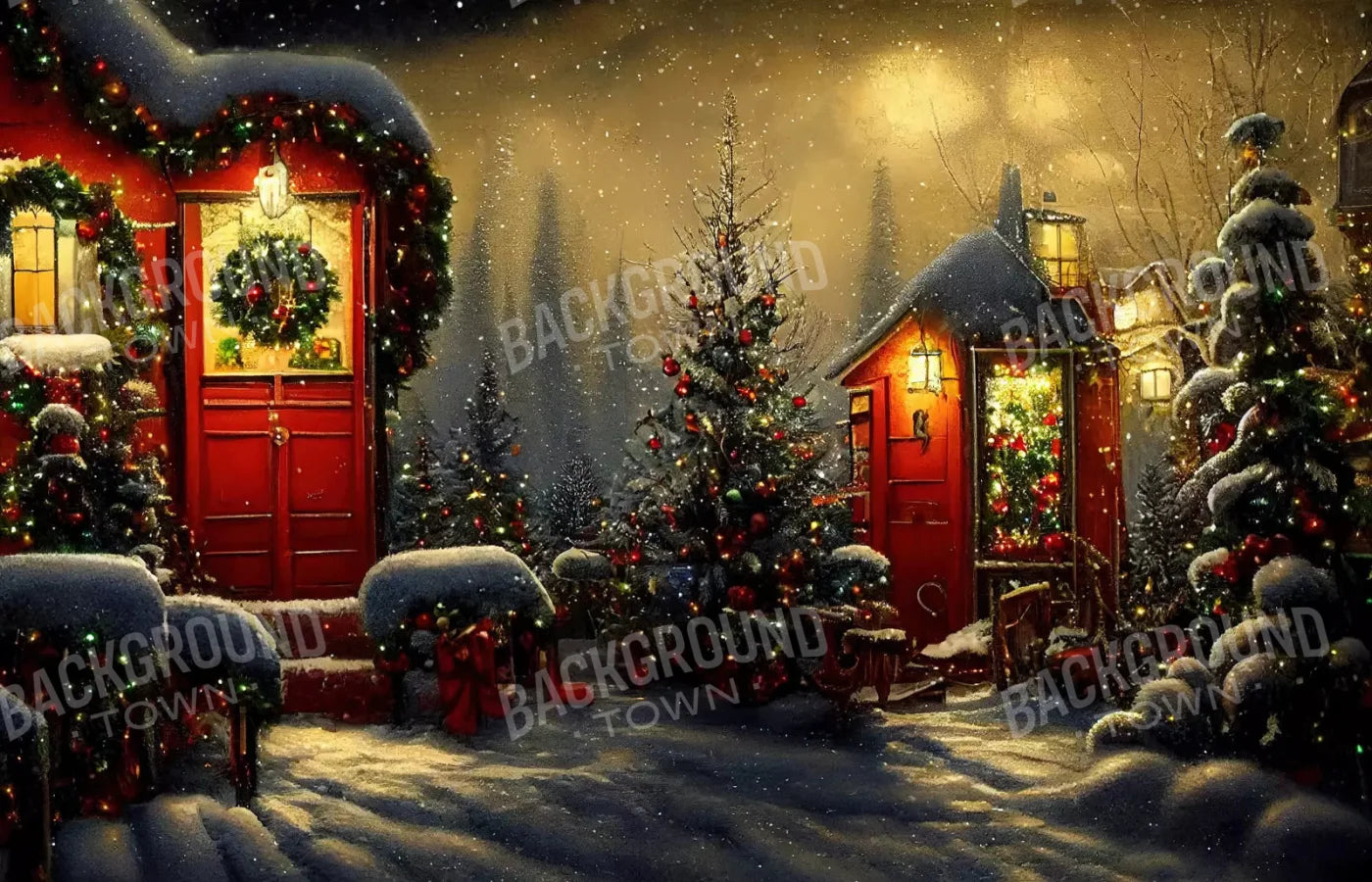 Christamas Night 12X8 Ultracloth ( 144 X 96 Inch ) Backdrop
