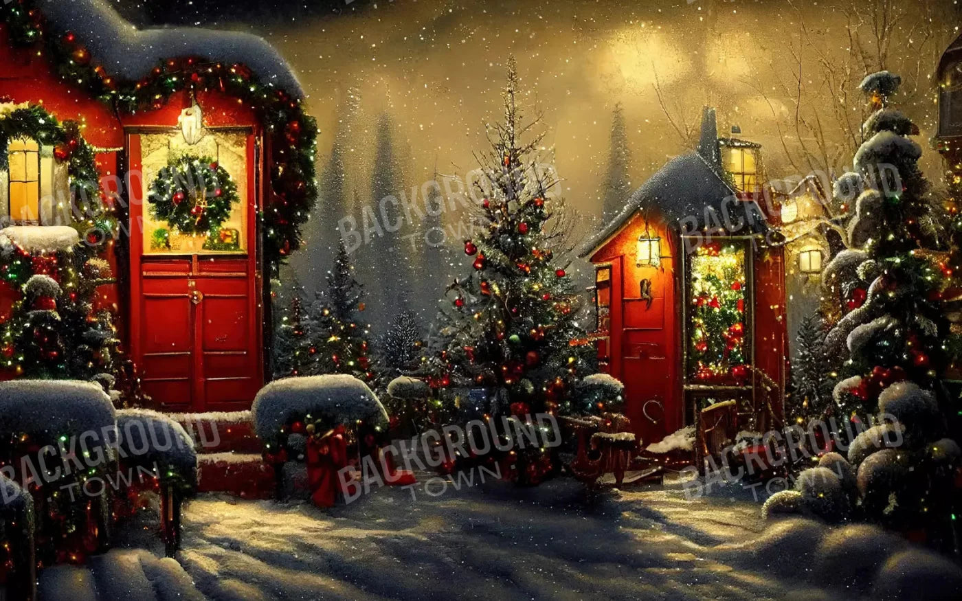 Christamas Night 14X9 Ultracloth ( 168 X 108 Inch ) Backdrop