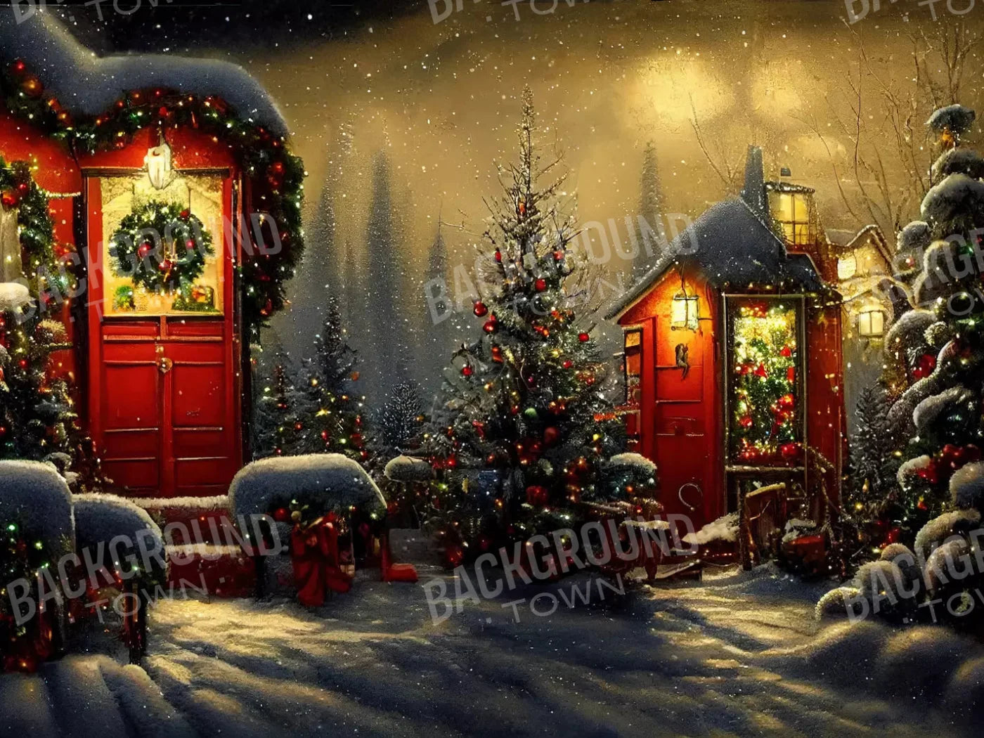 Christamas Night 7X5 Ultracloth ( 84 X 60 Inch ) Backdrop