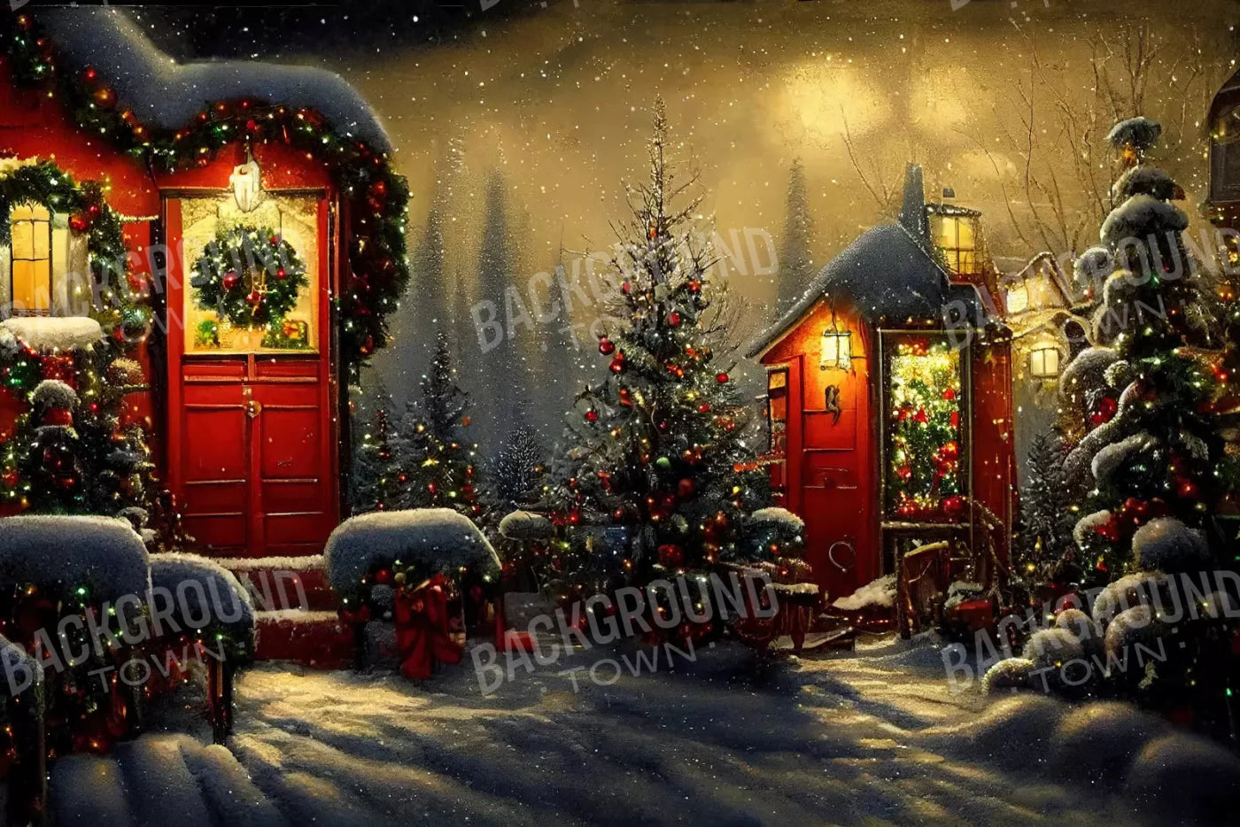 Christamas Night 8X5 Ultracloth ( 96 X 60 Inch ) Backdrop