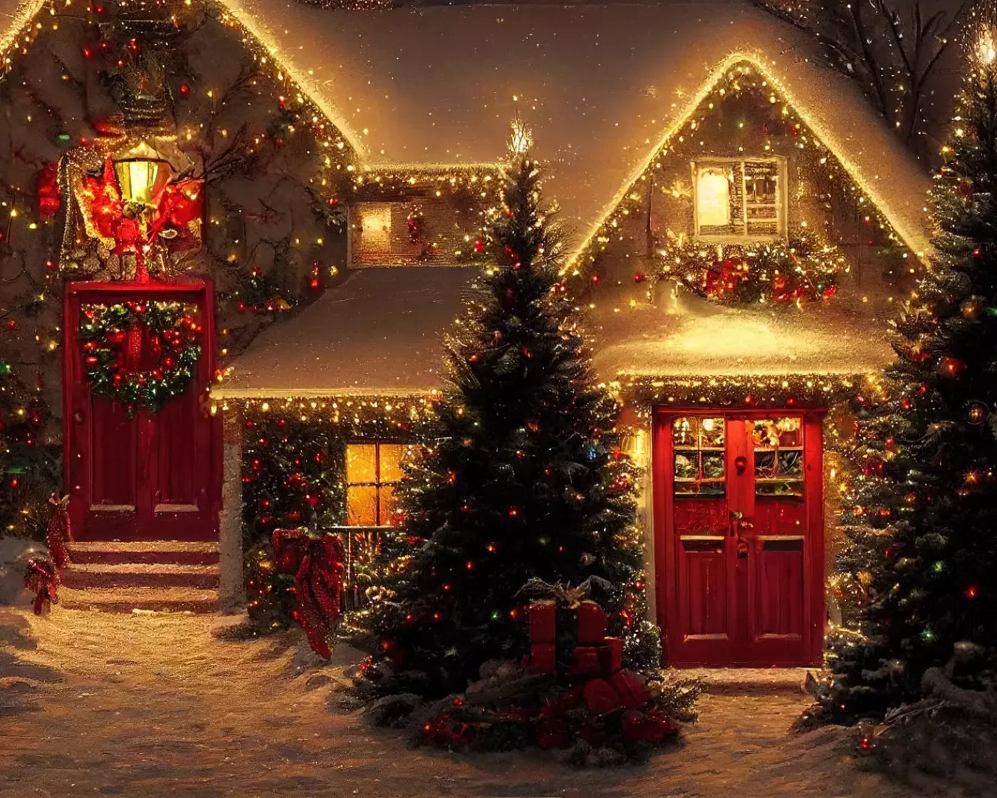 Christmas Night Iii 10’X8’ Fleece (120 X 96 Inch) Backdrop