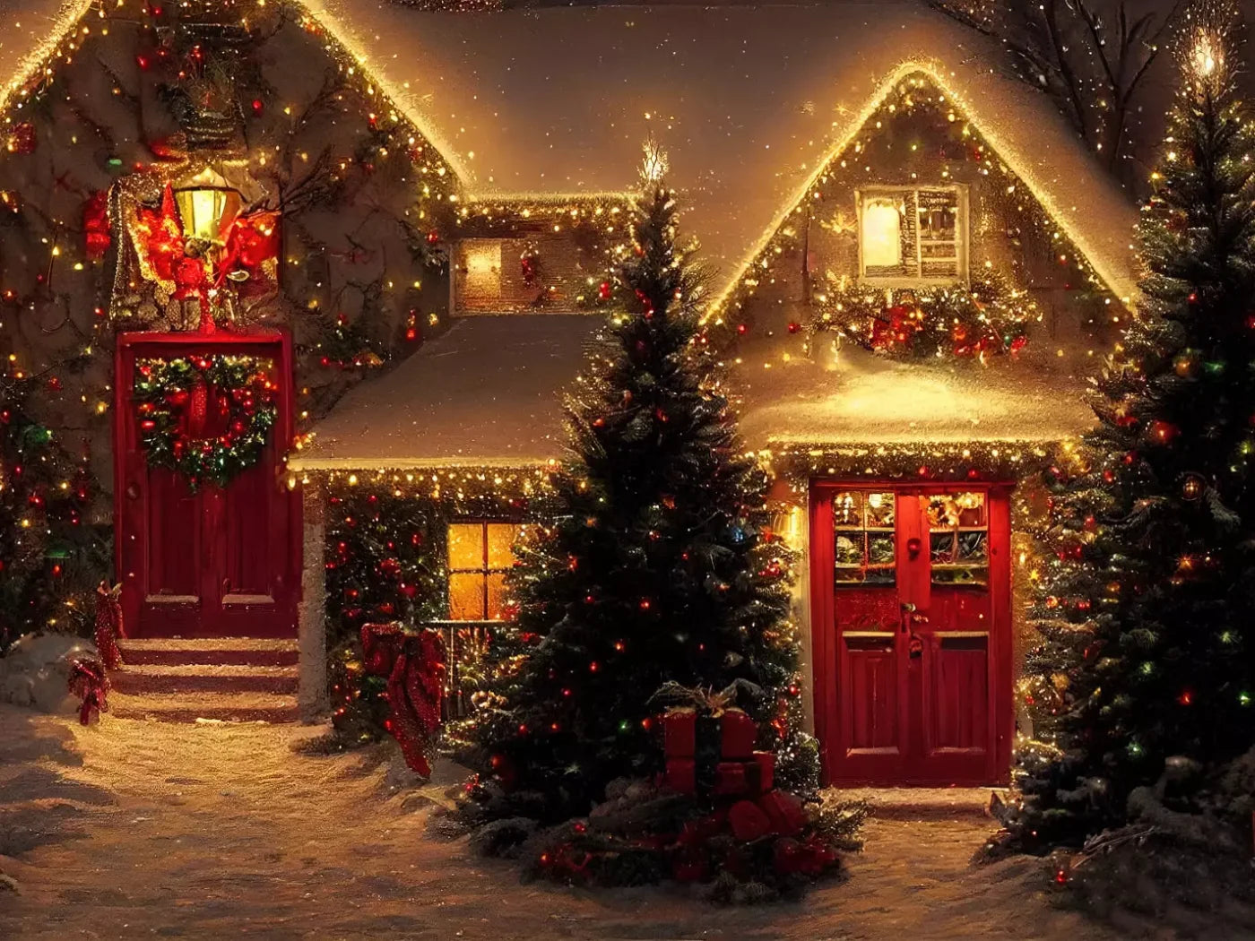 Christmas Night Iii 6’8X5’ Fleece (80 X 60 Inch) Backdrop