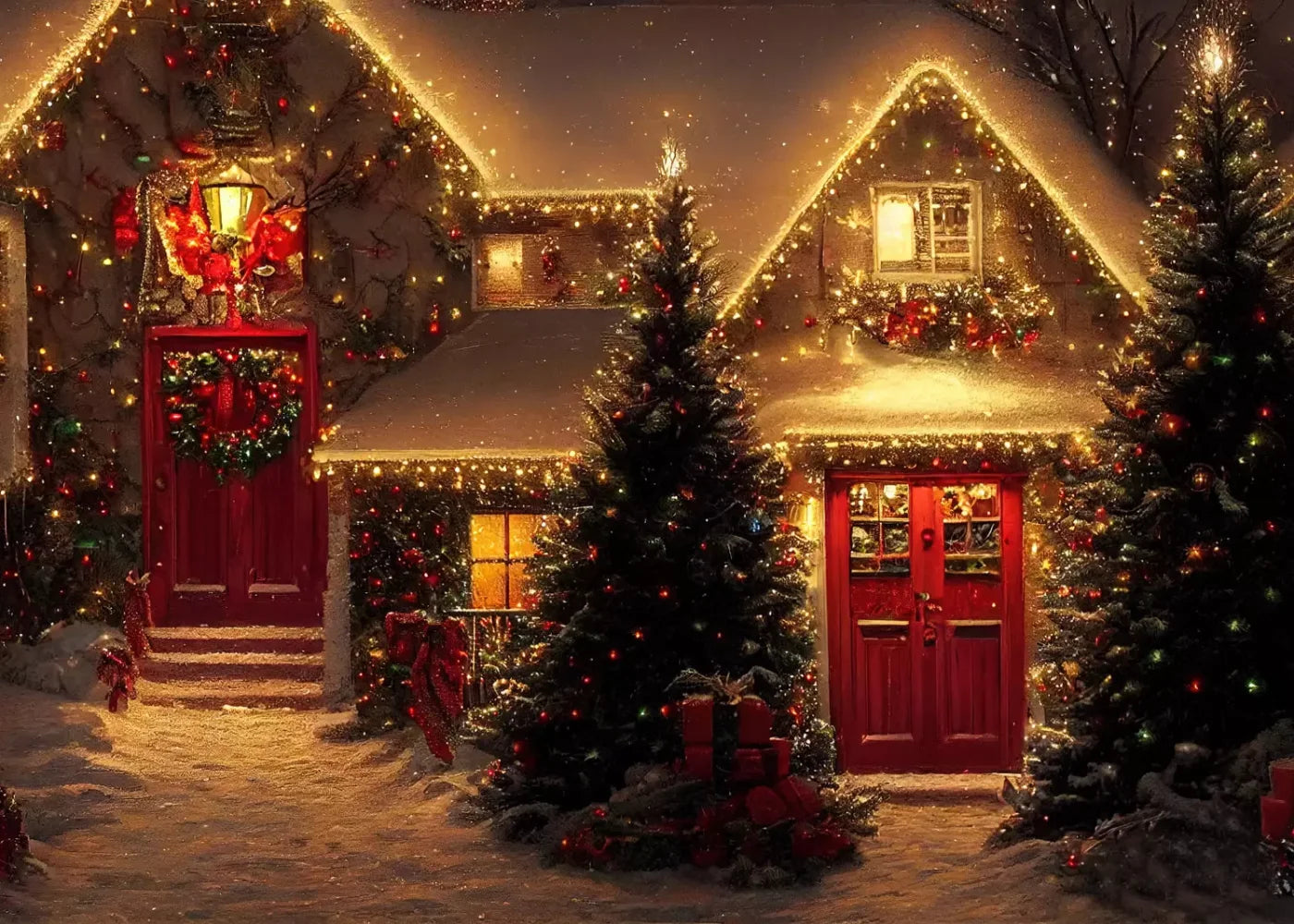 Christmas Night Iii 7’X5’ Ultracloth (84 X 60 Inch) Backdrop