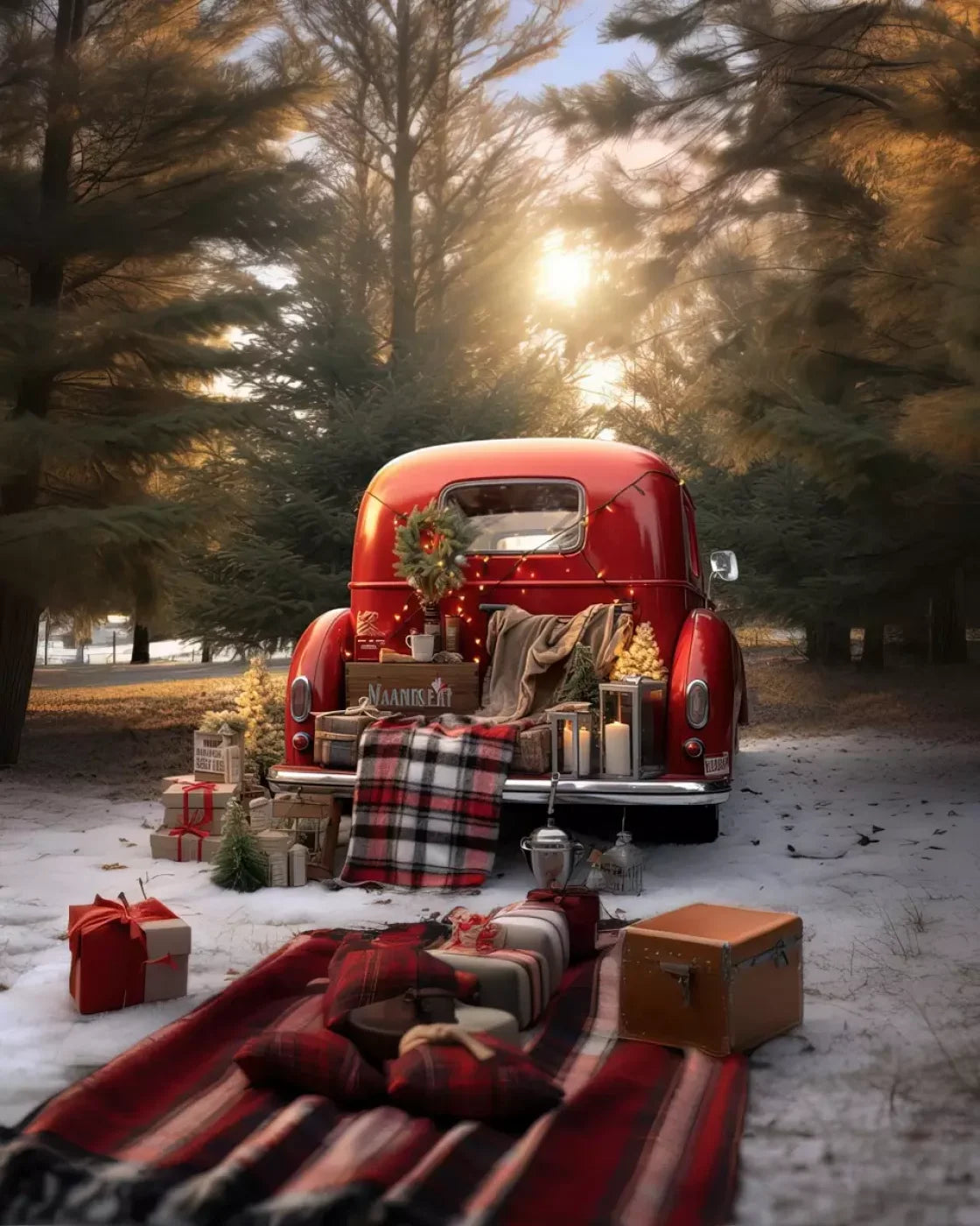 Christmas Picnic Iii 8’X10’ Fleece (96 X 120 Inch) Backdrop