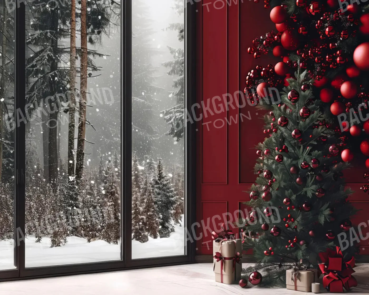 Christmas Room 10’x8’ Fleece (120 x 96 inch) Backdrop