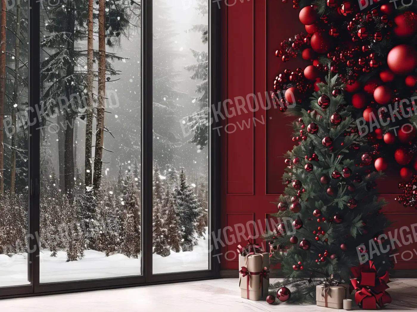 Christmas Room 8’x6’ Fleece (96 x 72 inch) Backdrop