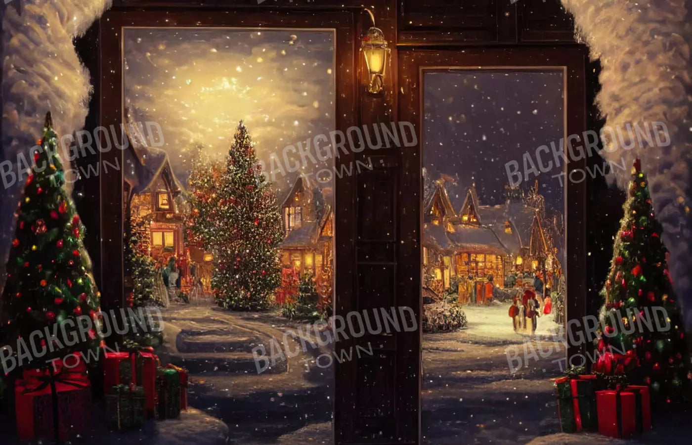 Christmas Scene 2 12X8 Ultracloth ( 144 X 96 Inch ) Backdrop