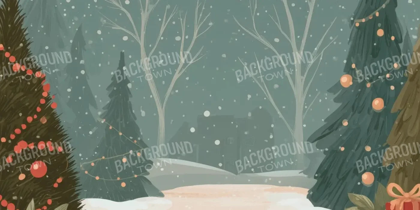 Christmas Scene Clipart 16’x8’ UltraCloth (192 x 96 inch) Backdrop