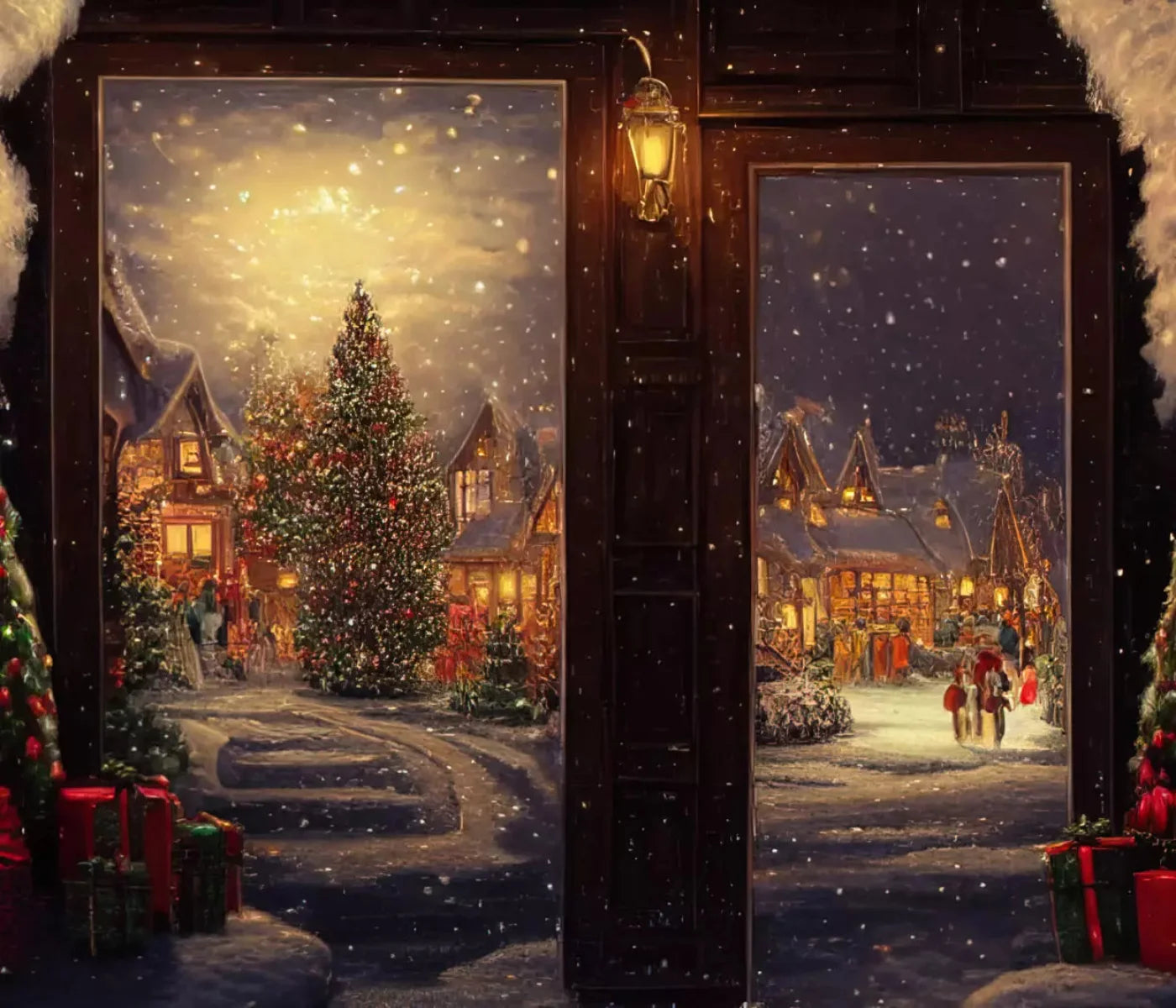 Christmas Scene 2 12X10 Ultracloth ( 144 X 120 Inch ) Backdrop