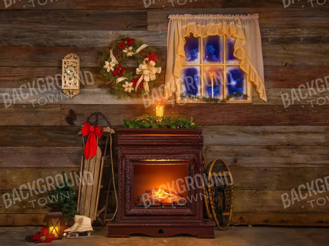 Christmas Snow Activities 7X5 Ultracloth ( 84 X 60 Inch ) Backdrop
