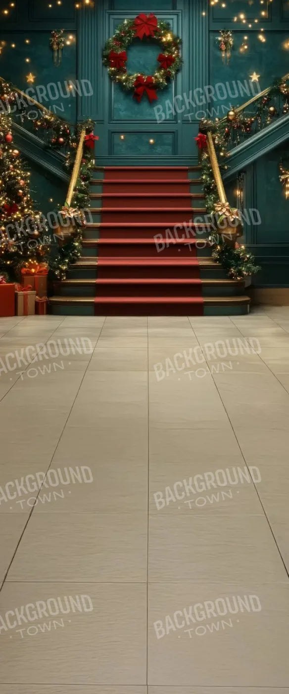 Whimsical Christmas Grand Staircase Sweep 5’x12’ UltraCloth for Westcott X-Drop (60 x 144 inch) Backdrop