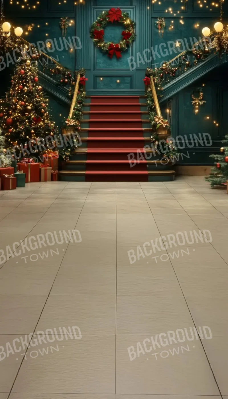 Whimsical Christmas Grand Staircase Sweep 8’x14’ UltraCloth for Westcott X-Drop Pro (96 x 168 inch) Backdrop