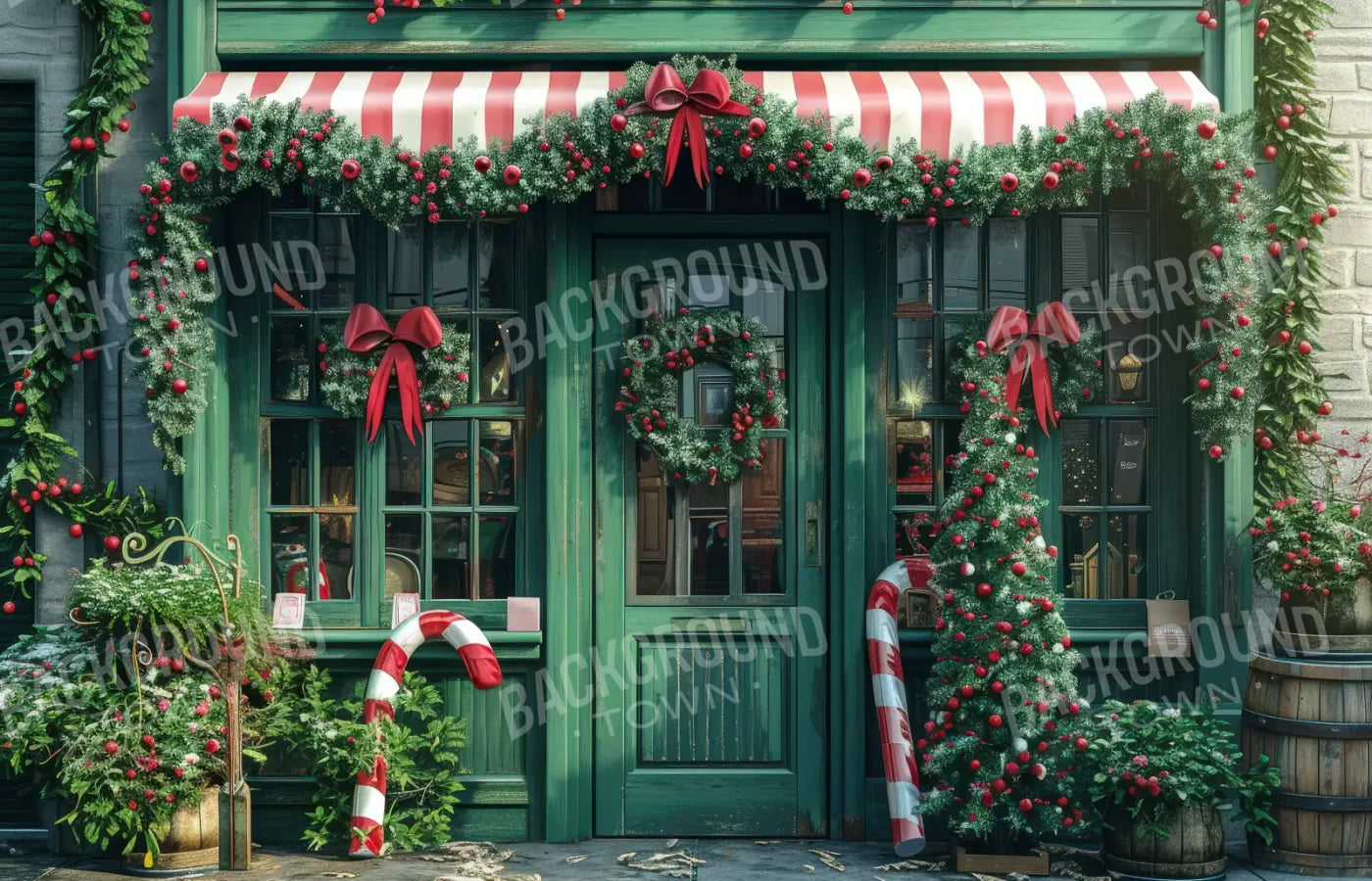Christmas Store Front 14’x9’ UltraCloth (168 x 108 inch) Backdrop