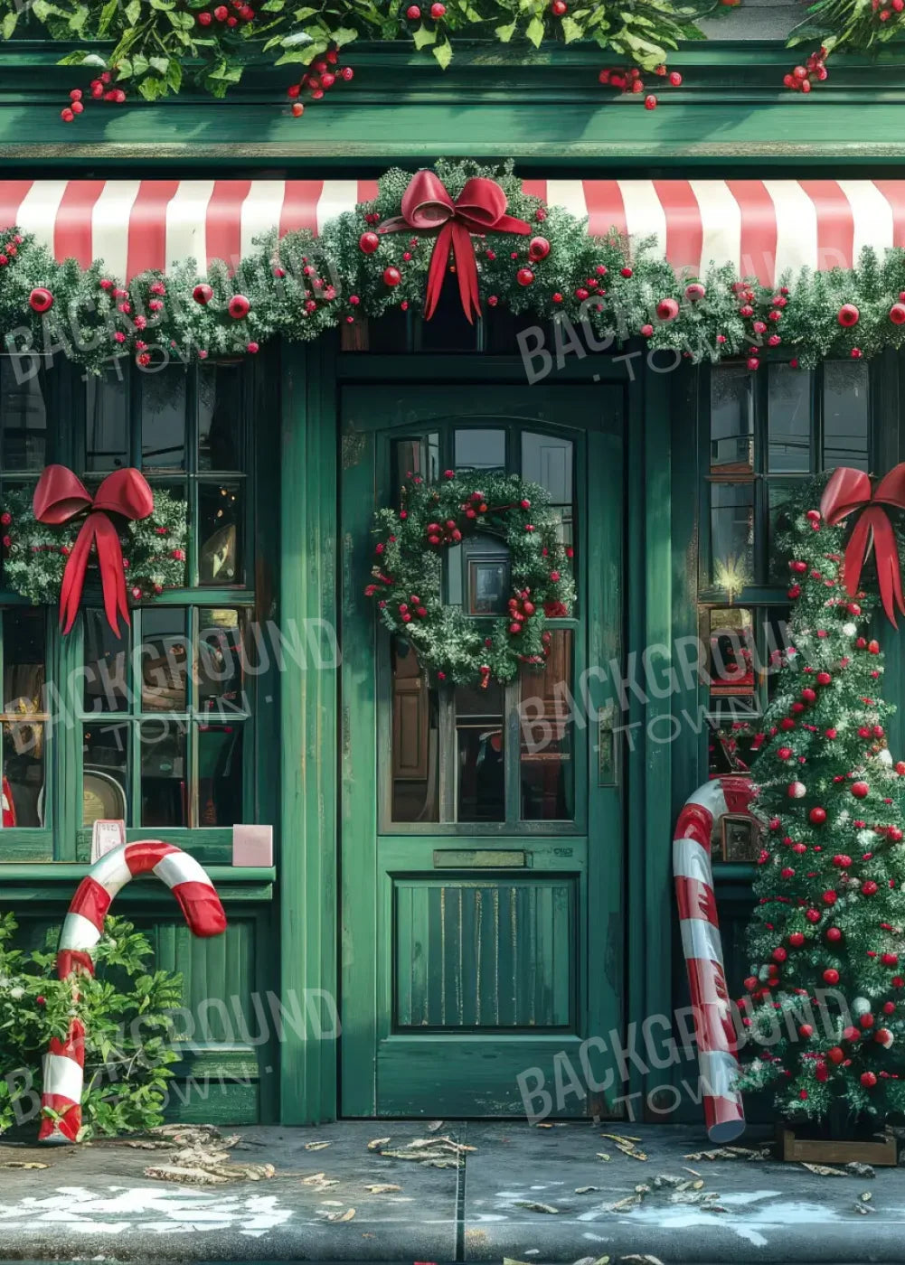 Christmas Store Front 5’x7’ UltraCloth (60 x 84 inch) Backdrop