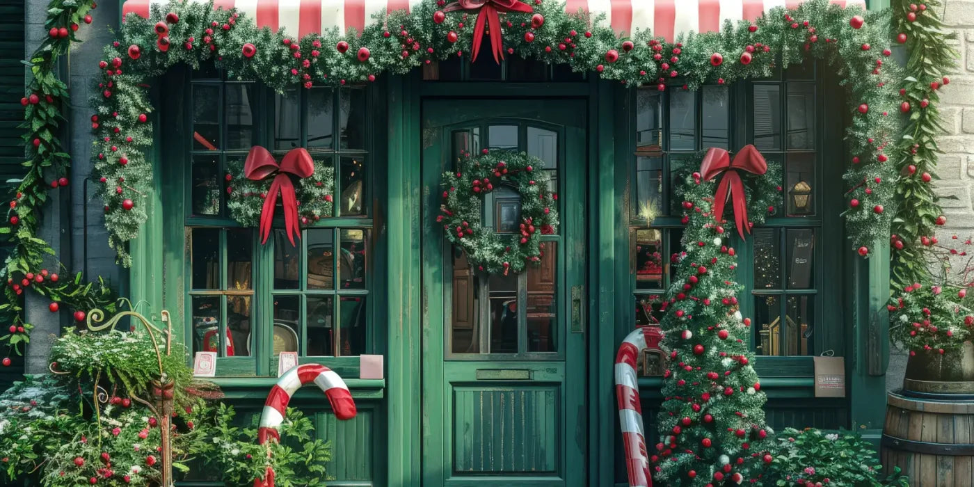 Christmas Store Front 16’x8’ UltraCloth (192 x 96 inch) Backdrop