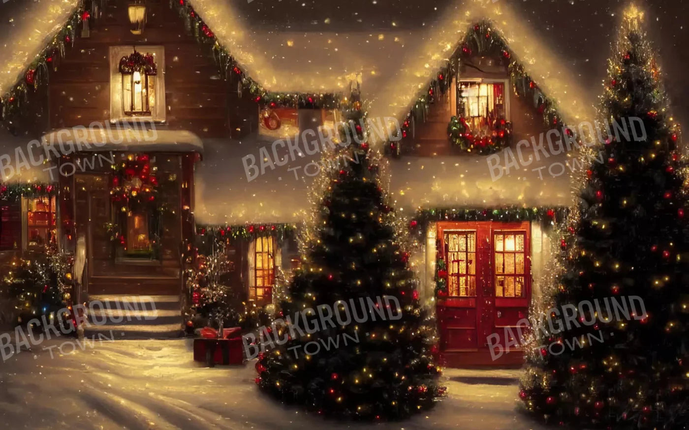 Christmas Street 14X9 Ultracloth ( 168 X 108 Inch ) Backdrop